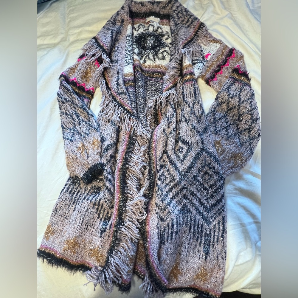 Anthropologie Boho Fringe Sweater